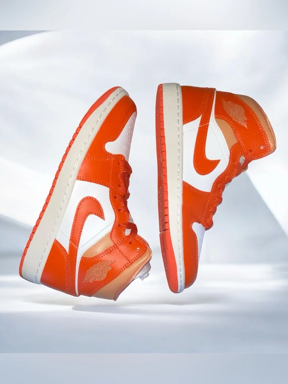 Nike  Women’s Orange and White Mid-Top Sneakers -